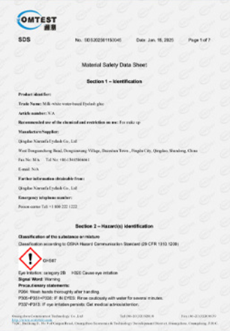 Home OMTEST SDS Section 1 certificate